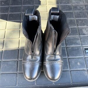 Kids Black Zip-Front Riding Boots
